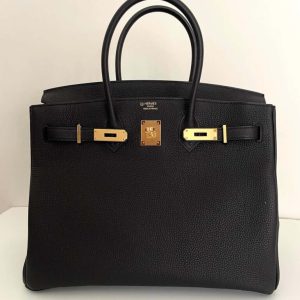 Alternative view of HERMES BIRKIN 35 BLACK TOGO GOLD HARDWARE