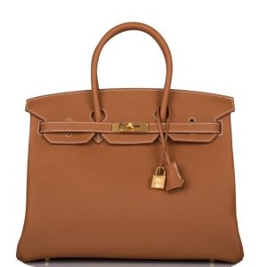 HERMES BIRKIN 35 BROWN TOGO GOLD HARDWARE