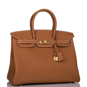 Alternative view of HERMES BIRKIN 35 BROWN TOGO GOLD HARDWARE