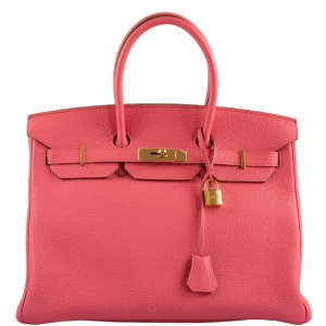 HERMES BIRKIN 35 ROSE LIPSTICK TOGO GOLD HARDWARE