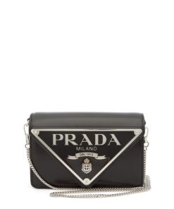 PRADA Triangle logo buffed shoulder bag Black