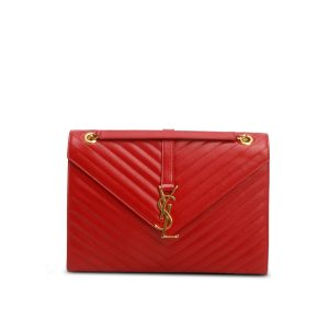 SAINT LAURENT Matelasse Chevron Bag Red
