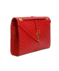 SAINT LAURENT Matelasse Chevron Bag Red