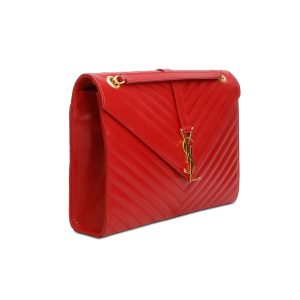 SAINT LAURENT Matelasse Chevron Bag Red