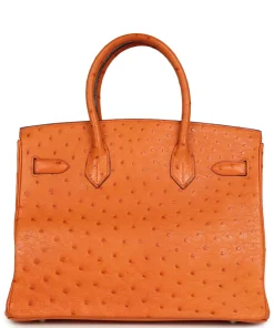 Hermès Birkin 30 Tangerine Ostrich Palladium Back
