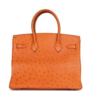 Hermès Birkin 30 Tangerine Ostrich Palladium Back