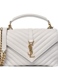 SAINT LAURENT Matelasse Chevron Bag White