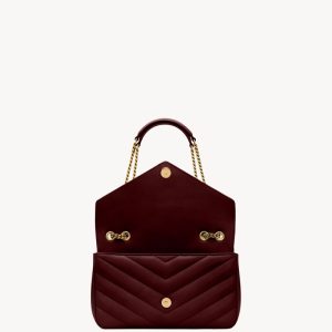 SAINT LAURENT Matelasse Chevron Bag Maroon