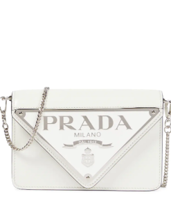 PRADA Triangle logo buffed shoulder bag White