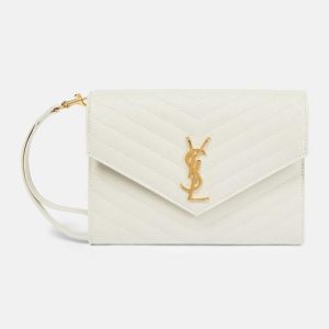 SAINT LAURENT MATELASSE LARGE CASSANDRE FLAP BAG WHITE