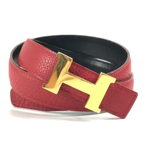 Hermes Wide Waist Belt H Logo Red