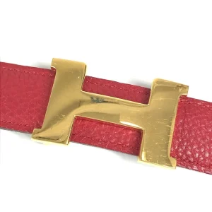 Hermes Wide Waist Belt Logo Red