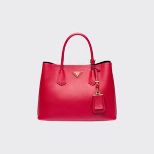 Medium Saffiano Leather Double Prada Bag Red