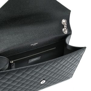 SAINT LAURENT Medium Envelope Matelassé Bag In Black