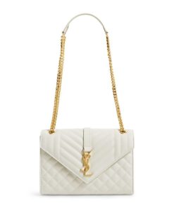 SAINT LAURENT Medium Envelope Matelassé Shoulder Bag