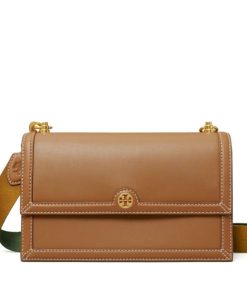 Tory Burch T Monogram Leather Shoulder Bag Moose