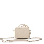Chanel Filigree Vanity Case Gold-tone Small White