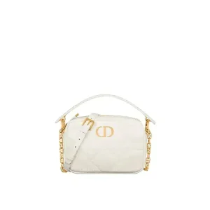 Small Dior Caro Top Handle Camera White Bag