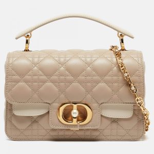 Dior Casual Style Beige Cannage Jolie Top Handle Bag