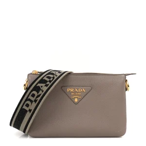 Prada small Flou clay grey shoulder bag