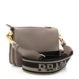 Alternative view of Prada small Flou clay grey shoulder bag