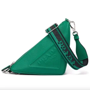 Prada logo-strap shoulder bag in green