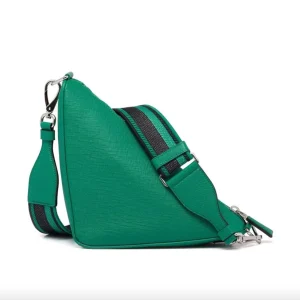 Alternative view of Prada logo-strap shoulder bag in green