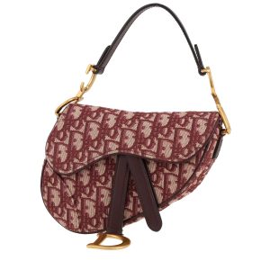 DIOR Saddle Oblique Jacquard Belt Burgundy Bag
