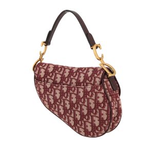 DIOR Saddle Oblique Jacquard Belt Burgundy Bag
