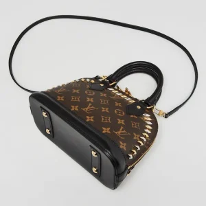 Alternative view of LOUIS VUITTON Studded Alma BB Monogram Macassar Canvas Brown Bag