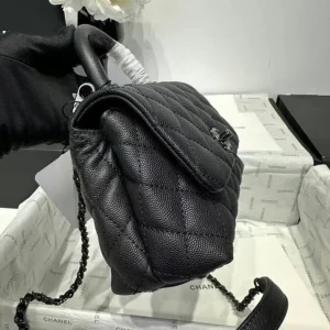 Alternative view of CHANEL Coco Mini Top Lizard Handle Caviar Leather Bag
