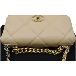 Alternative view of CHANEL 19 Large Lambskin Leather Nude Bag