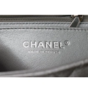 CHANEL Mini Square Flap Quilted Leather Silver Bag