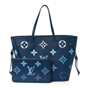 Louis Vuitton Neverfull MM Leather Tote Bag - Gradient Blue