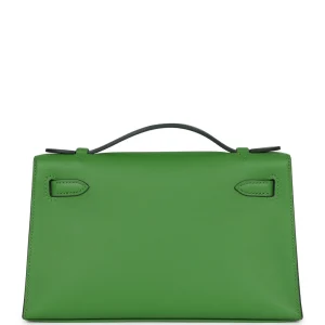 Hermès Kelly Pochette Vert Yucca Swift Gold