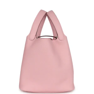 Hermès Picotin 22 Rose Sakura Clemence Palladium