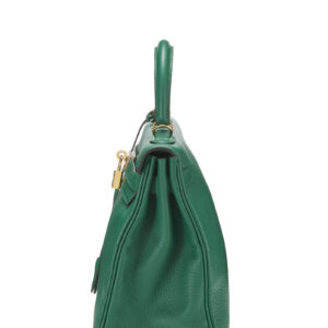 Hermes Kelly 20cm Bag In Vert Vertigo Clemence Leather
