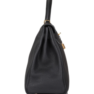 Hermes Kelly 20cm Bag In Black Clemence Leather