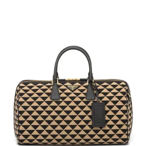 Prada Symbole embroidered fabric travel bag