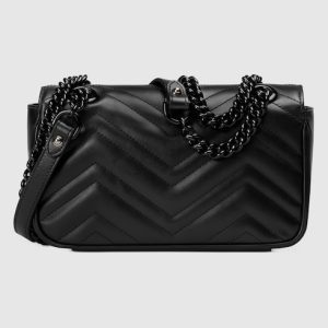 GG MARMONT SMALL BLACK MATELASSE TOP HANDLE BAG