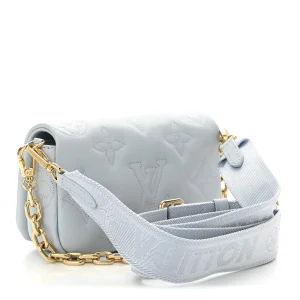 Alternative view of LOUIS VUITTON Calfskin Bubblegram Wallet On Strap Ice Blue