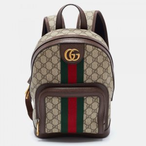 OPHIDIA MINI BEIGE AND EBONY GG SUPREME CANVAS BACKPACK
