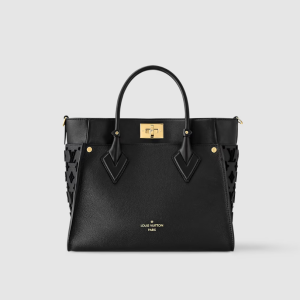LOUIS VUITTON Grained Calfskin Shearling On My Side MM Black
