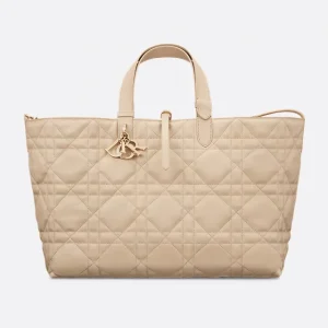 Dior Large Toujours Bag Powder Beige Macrocannage Calfskin