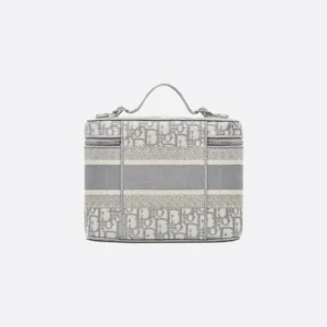 Dior Travel Vanity Case Gray Dior Oblique Embroidery