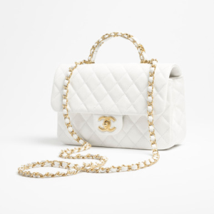 Alternative view of MINI FLAP BAG Grained Shiny Calfskin & Gold-Tone Metal White