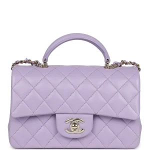 Chanel MINI FLAP BAG WITH TOP HANDLE Metal Light Purple