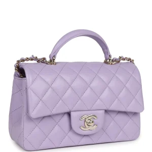 Alternative view of Chanel MINI FLAP BAG WITH TOP HANDLE Metal Light Purple