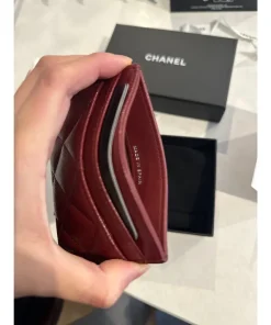 Alternative view of Chanel FLAP CARD HOLDER Grained Metal Burgundy