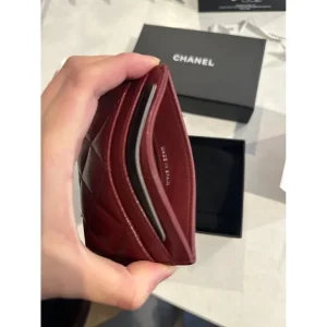 Alternative view of Chanel FLAP CARD HOLDER Grained Metal Burgundy